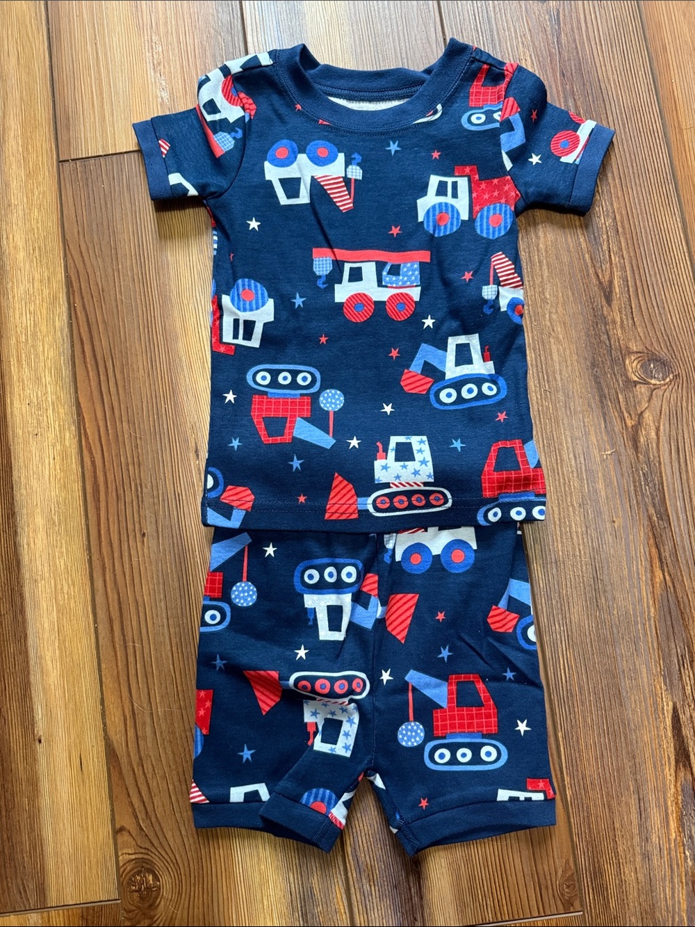 Navy Toddler Construction Truck Pajama Set - Red & White Print Brand new